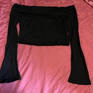 Black Off the Shoulder Crop Top